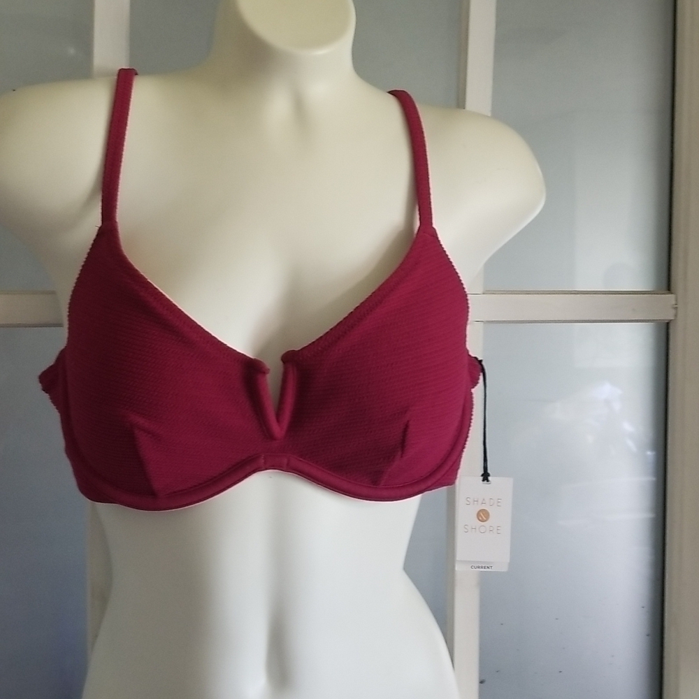 𝅺Shade & Shore Bikini Top Swim Raspberry Currant - Picture 2 of 10